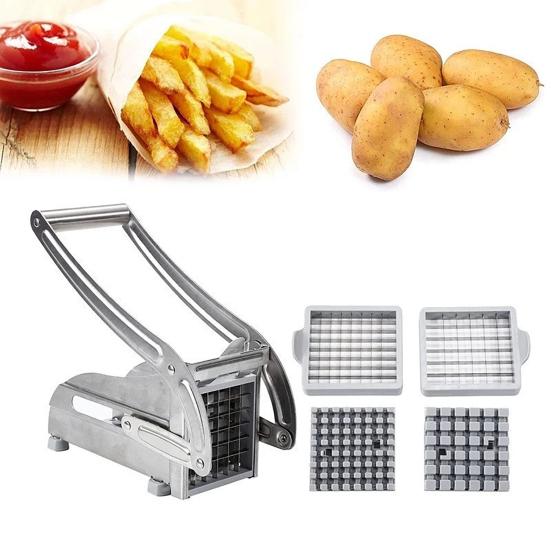 Potato Cutter Efficient Fruit And Vegetable Chopper Manual Food Chopper with 2 Blades Multifunctional Kitchen Fries Machine