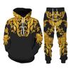 New Set 3D Printing Fashion Personality Creative Mens Zipper Hooded Suits Casual Sweatshirt Sweatpants Two Sets Tracksuits