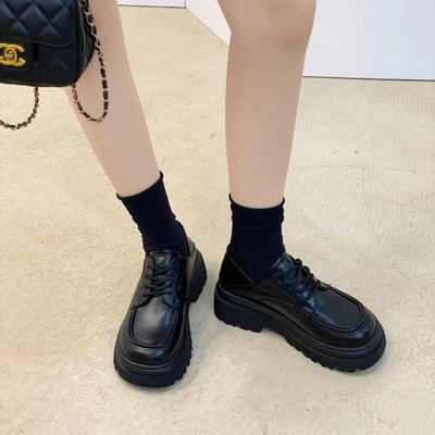 Модные белые женские балетки в стиле преппи на шнуровке, толстая подошва, круглый носок, японская система обуви, удобный резиновый верх, летняя обувь