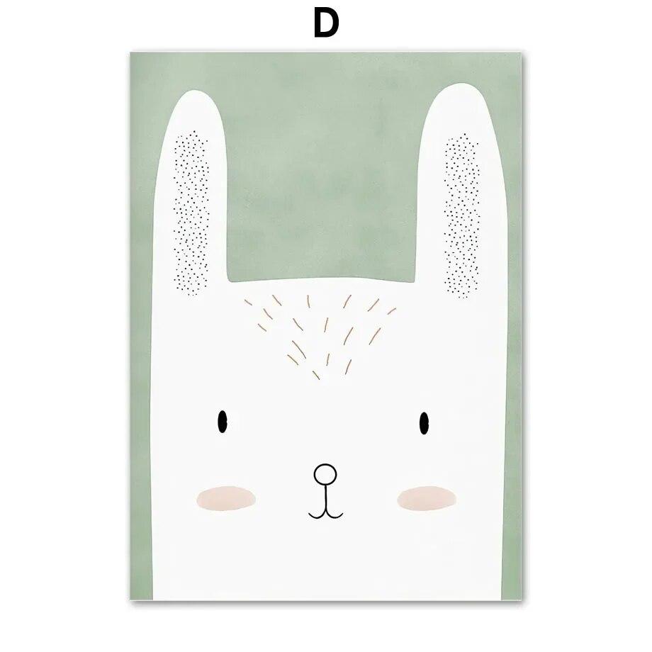 Олень, лиса, кролик, медведь, ёжик, лесная настенная живопись для детской комнаты, холст, картина, плакат на скандинавскую тему, настенные панно, декор для детской комнаты