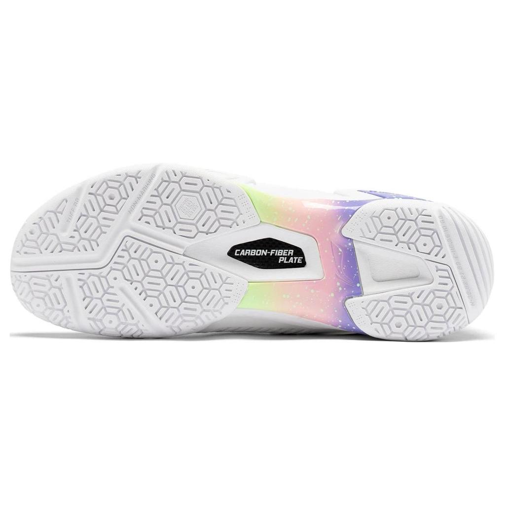 Li Ning Thunder Series Pro Удобные амортизирующие нескользящие износостойкие низкие кроссовки для бадминтона унисекс белые фиолетовые AYAT009-1
