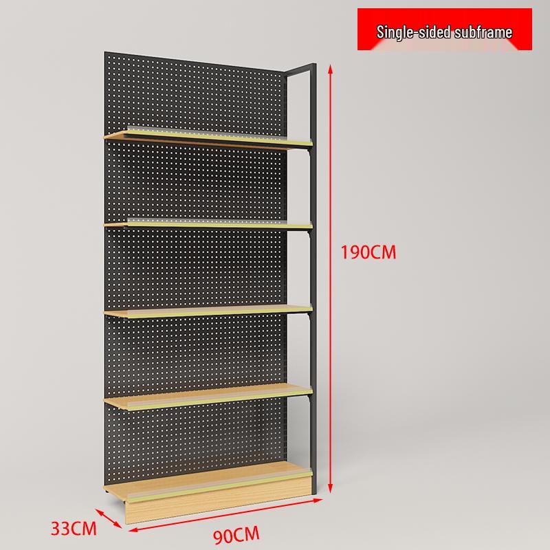 Steel-Wood Display Rack with Hooks for Snacks & Stationery