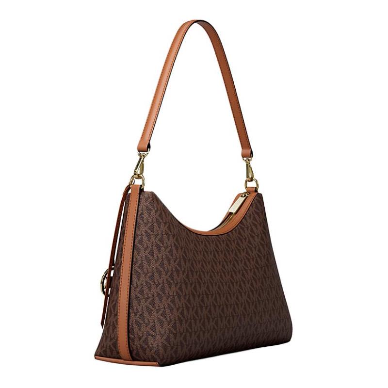 MICHAEL KORS Sammy Gold Hardware Logo Print Coated Canvas Shoulder Bag Medium Women's Brown
