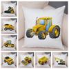 Cartoon Excavator Bulldozer Sofa Cushion Cover Home Children's Room Decoration Car Toy Printing Pillowcase 45x45cm