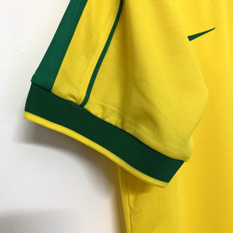 1998 Brazil Home Retro Soccer Jersey Rivaldo Ronaldo Ronaldinho Short Sleeve Training