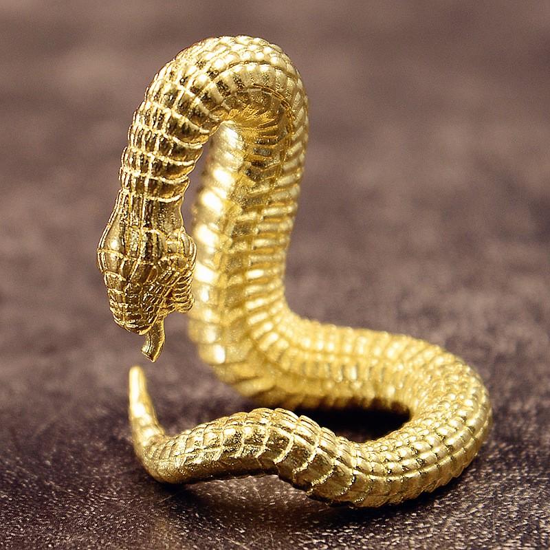 Solid Brass Snake Desktop Ornament Handcrafted Home Decor Animal Figurine Office Desk Accessory Ethnic Style