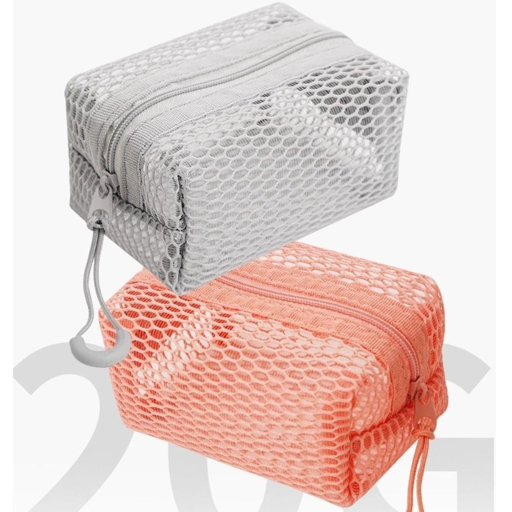 Large Capacity Lipstick Key Storage Pouch Mesh Zipper Coin Purse Portable Cosmetic Bag