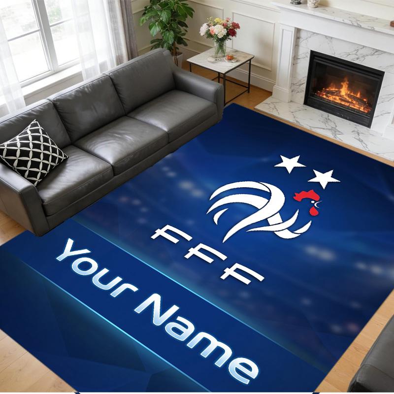Crystal Velvet Rug Custom Name Text, Soft Non Slip Floor Mat Home DecorFrance national football team
