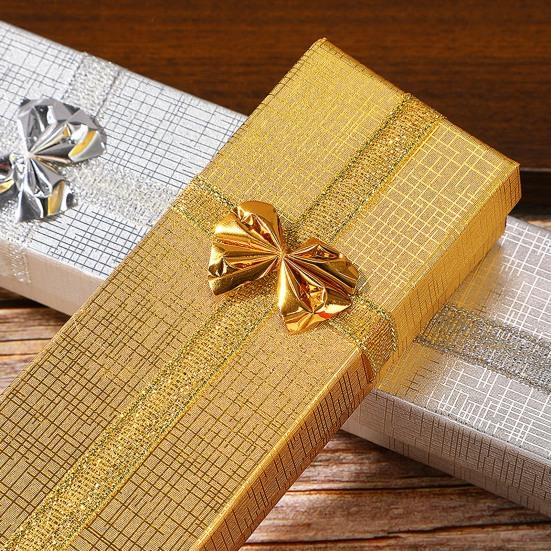 Прямоугольная подарочная коробка для украшений с крышкой и бантом, подарочная коробка на День святого Валентина, для подружки невесты, на свадьбу, на день рождения, коробка для упаковки ожерелья, браслета