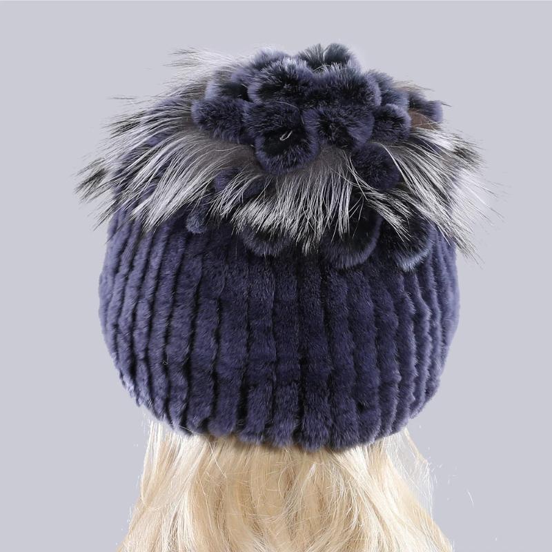 Горячая Распродажа Россия Зима Качество Натуральная Меховая Шапка Натуральная Теплая Шапка из Меха Кролика Рекс Леди Теплая Вязаная Подлинная Шапка из Меха Кролика Рекс
