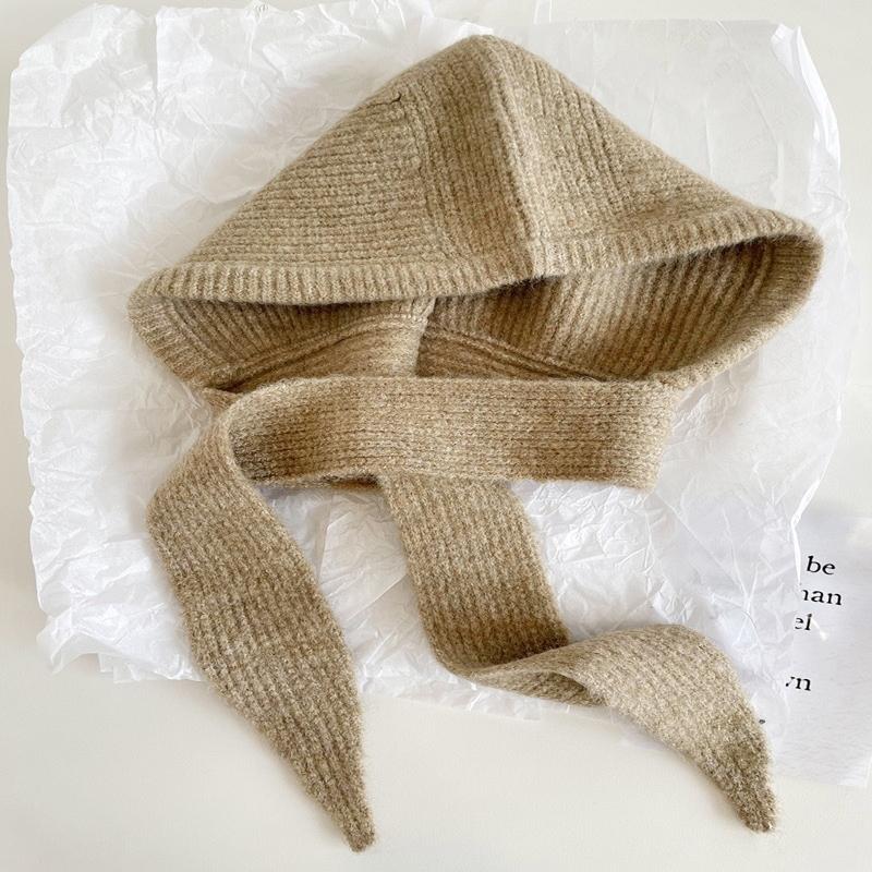 Корейский шарф-капюшон, шапка-балаклава, защита ушей, теплые шапки-бомберы, женские ретро-шапки с завязками и бантами, зимние аксессуары, вязаная шапка-закон