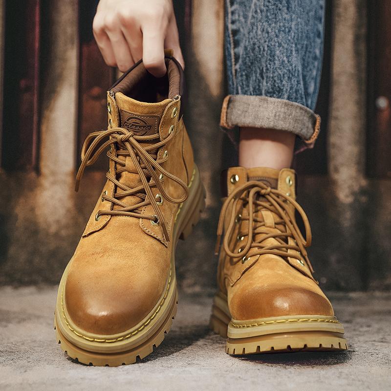 Мужские ботинки на шнуровке, новые мужские ботинки, мужские ботинки Handma, модные кожаные кроссовки для мотоциклистов, удобные ботинки для отдыха на открытом воздухе
