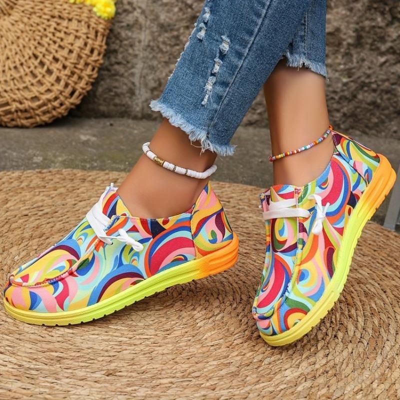 Large-sized Lace-up Low-top Single Shoes for Women Lazy Canvas Flat Single Shoes