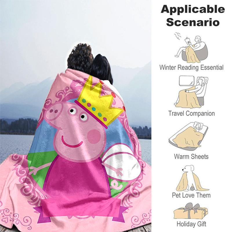 1pc Blanket Peppa Pig1 Print Design, Lightweight Blanket for Sofa, Bed- Soft &Warm, Gift for All Seasons like Christmas, Halloween