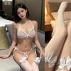 Сексуальное нижнее белье кружевной бюстгальтер трусики чистое искушение пижама трехточечный сексуальный горячий подвязочный костюм женский