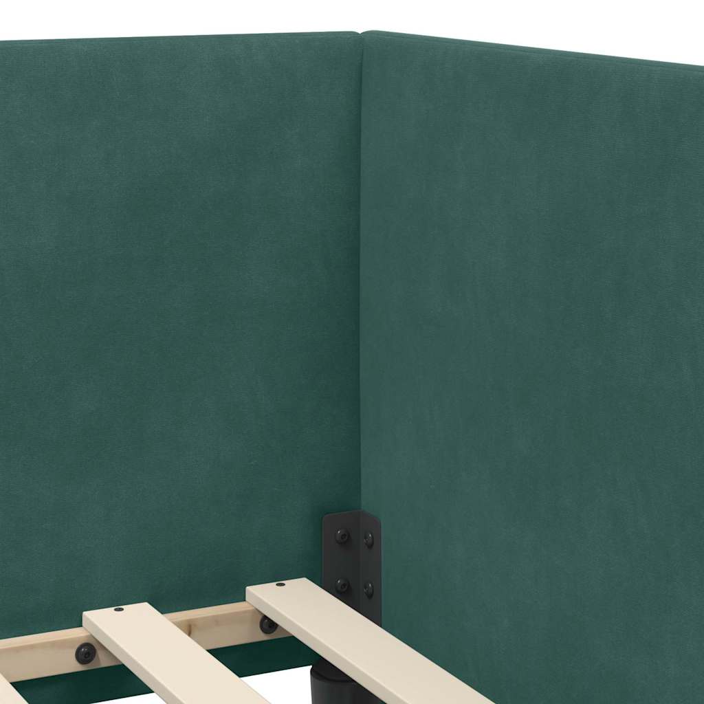 Corner Bed Frame with Headboard Dark Green 90 cm x 200 cm Velvet