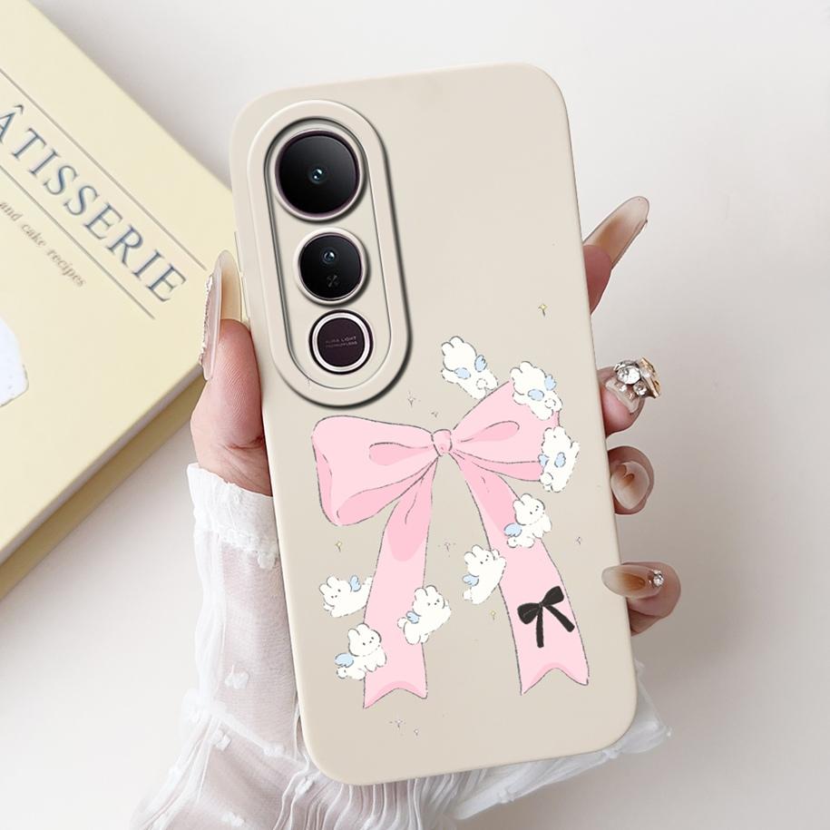 Чехол для Vivo V50 Lite 4G V2441 Чехол Роскошный Бант Расписной Мягкий Жидкий Силикон Чехол для Телефона Для Vivo V50 5G V 50 V50Lite Fundas