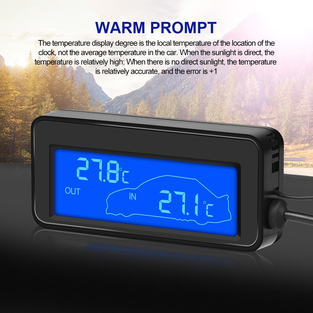 Мини ЖК-цифровой термометр для помещения/улицы с синей подсветкой для использования в автомобиле