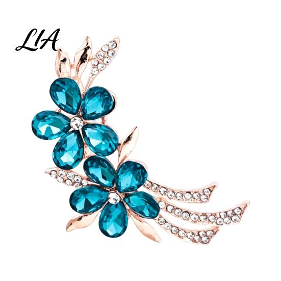 Sparkling Rhinestone Brooch Flower Branch for Women, Elegant Floral Lapel Pin, Decorative Coat Pins Costume Pin Shirt Bag Banquet Wear Accessory
