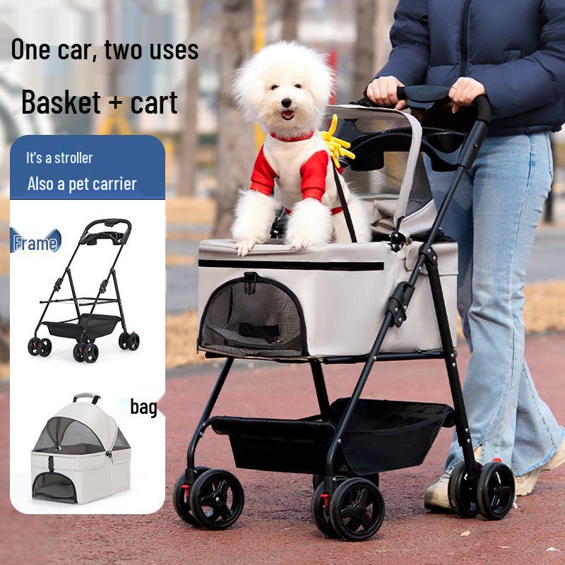 Lightweight Foldable Pet Stroller for Small & Medium Dogs and Cats - Detachable for Outdoor Walks