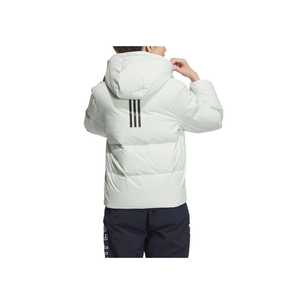 adidas Модная теплая пуховая куртка с капюшоном и длинными рукавами серии Wuji, мужская верхняя одежда, льняно-зеленая JL9591