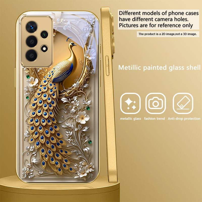 Золотая статуэтка лошади Для Samsung A 01 52S A04 A05S A10 A12 A13 22 23 24 36 42 M02 Note 10 20Ultra 8 9 Золотой стеклянный чехол для телефона
