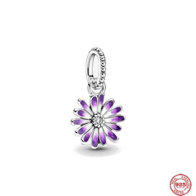 Новый розовый кулон в форме бабочки с цветком, подвеска из бисера, модный оригинальный браслет из стерлингового серебра 925 пробы для женщин, ювелирные изделия своими руками, подарок