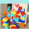 Деревянный Тетрис 3D Пазл Игрушки для Детей Тренировка Мозга Образовательные Подарки Реквизит