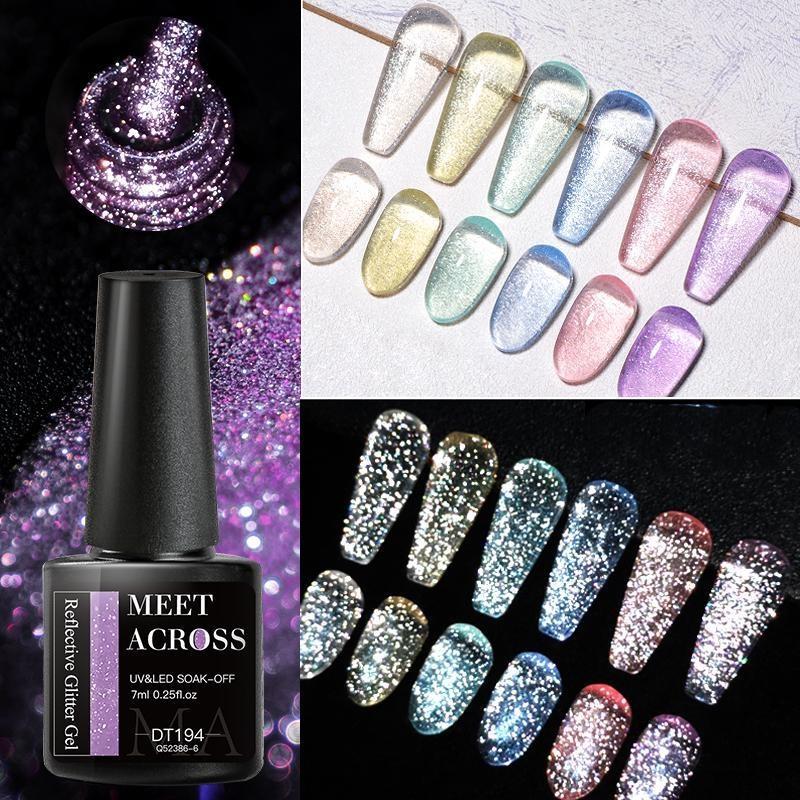 MEET ACROSS 7 мл Светоотражающий блестящий гель-лак для ногтей Летний яркий цвет Soak Off Полуперманентный дизайн ногтей УФ-светодиодный лак для ногтей