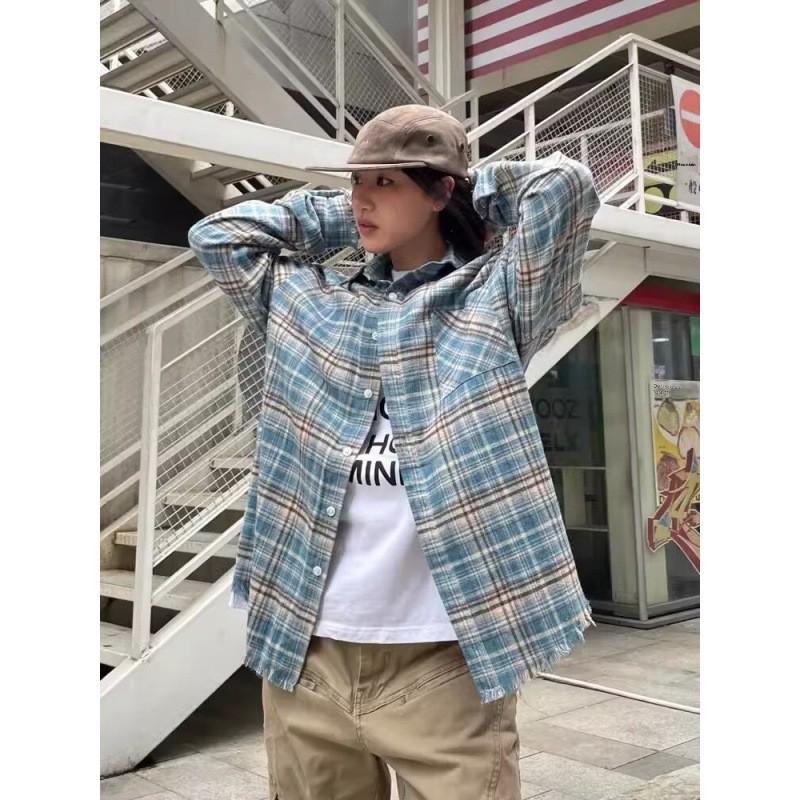 Мужская рубашка-рубашка с длинным рукавом в стиле ретро в американском стиле 2024 года на осень