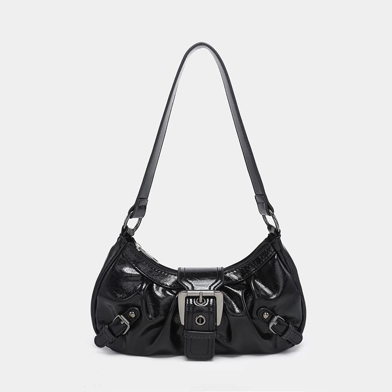 Yogodlns Ретро Плиссированная Сумка Через Плечо Мода Майяр Горячая Девушка Сумка Под Мышку Кожа Панк Мотоциклетная Сумка Женские Повседневные Сумки Хобо