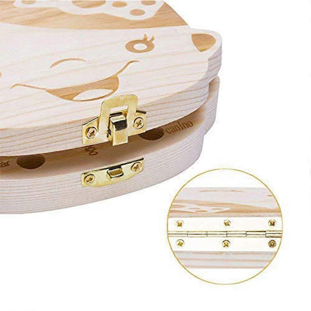 Tooth box wooden deciduous teeth box, wooden deciduous teeth box for boys and girls (girls)