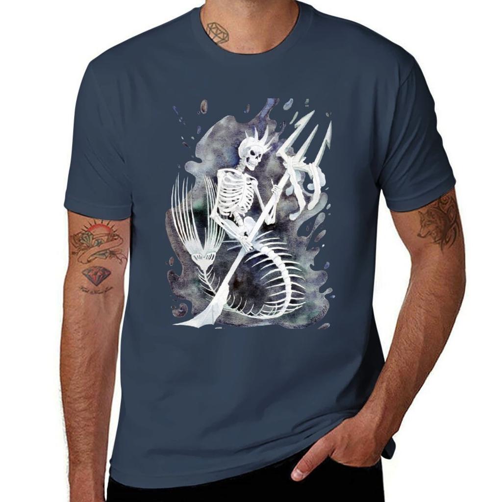 Mermaid Skeleton Tshirt Cotton T Shirt Pack Unisex T Shirt Summer Tshirt