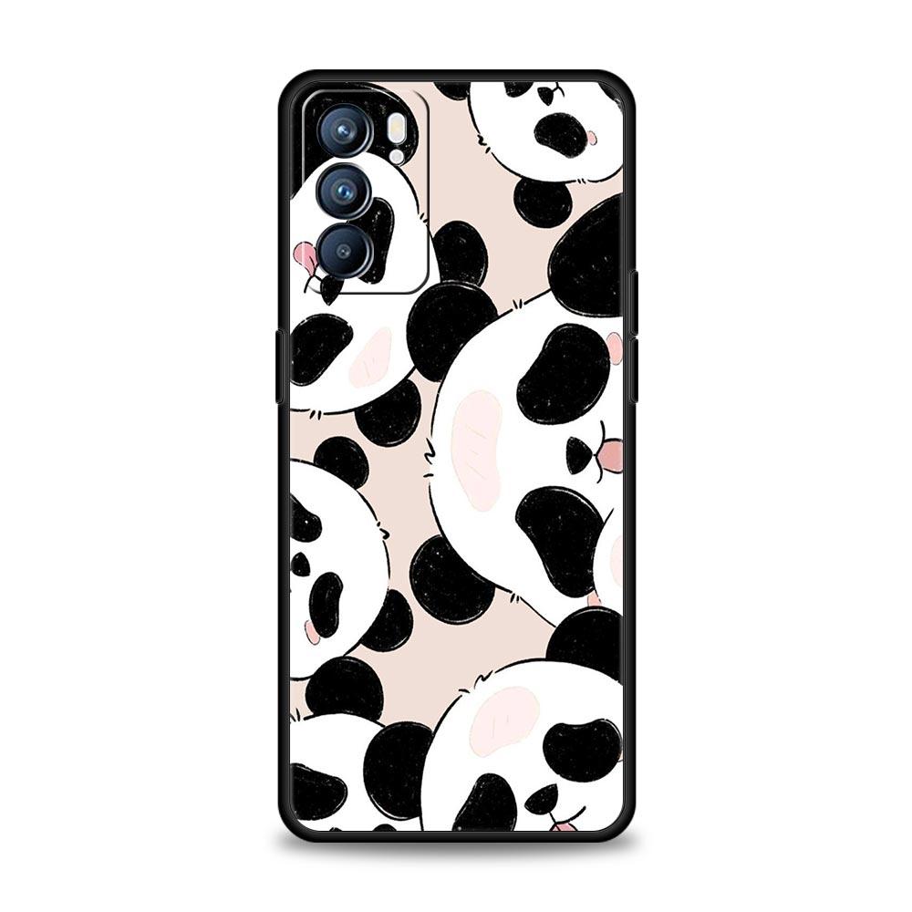 Мультяшный чехол для телефона с пандой для Oppo Reno13 Reno12 Reno11 F Reno10 Pro A54 5G Find X5 A53 A52 A9 A17 A57 A78 4G A79 A80 A98