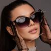 New Trendy And Fashionable Cat Eye Large Frame Gradient Sunglasses For Men And Women