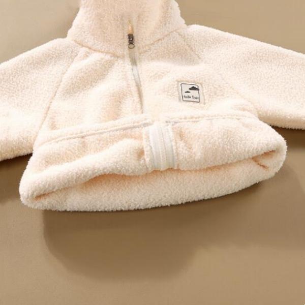 Детское плюшевое пальто Осень Зима Малыши Мальчики Девочки Цветной блок Молния Длинный рукав Топ Детская Повседневная Теплая Куртка Верхняя одежда