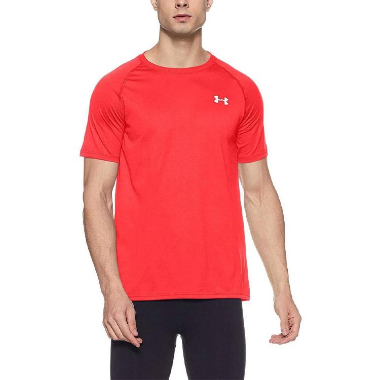 Under Armour Быстросохнущая спортивная футболка свободного кроя с круглым вырезом и коротким рукавом, мужская красная 1228539-600
