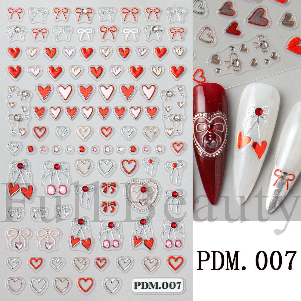 Nail Art Sticker Relief Three-Dimensional Crystal Diamond Jelly Cherry Strawberry Love Bow Point Diamond Adhesive Sticker
