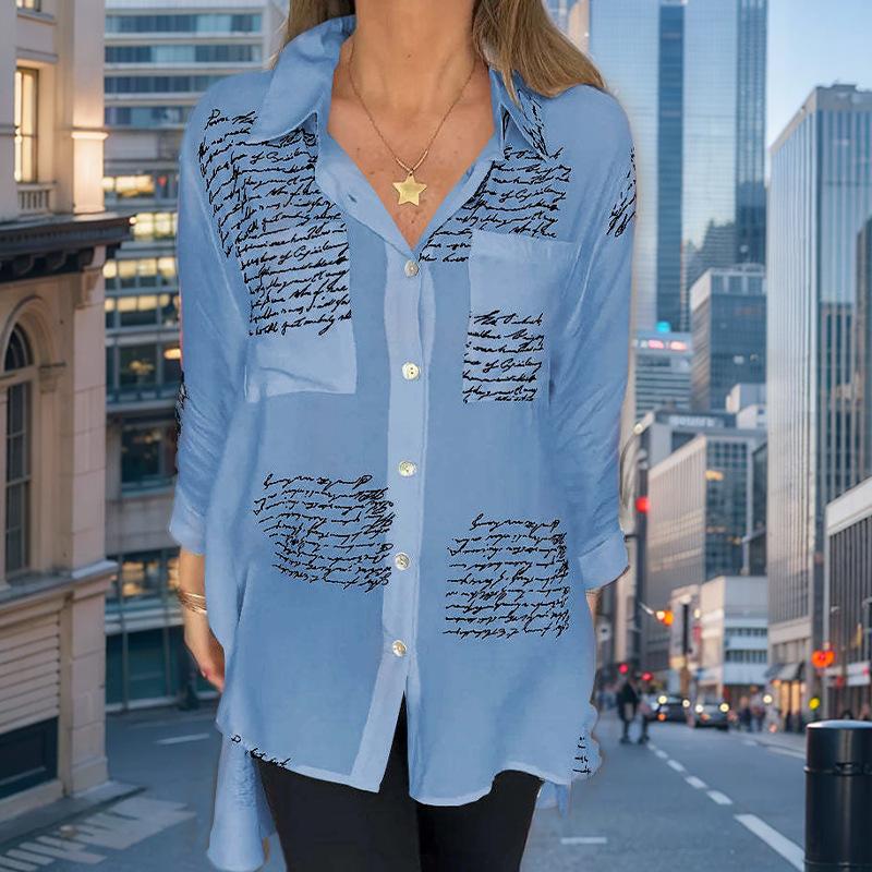 Женская летняя свободная повседневная рубашка-смокинг с принтом