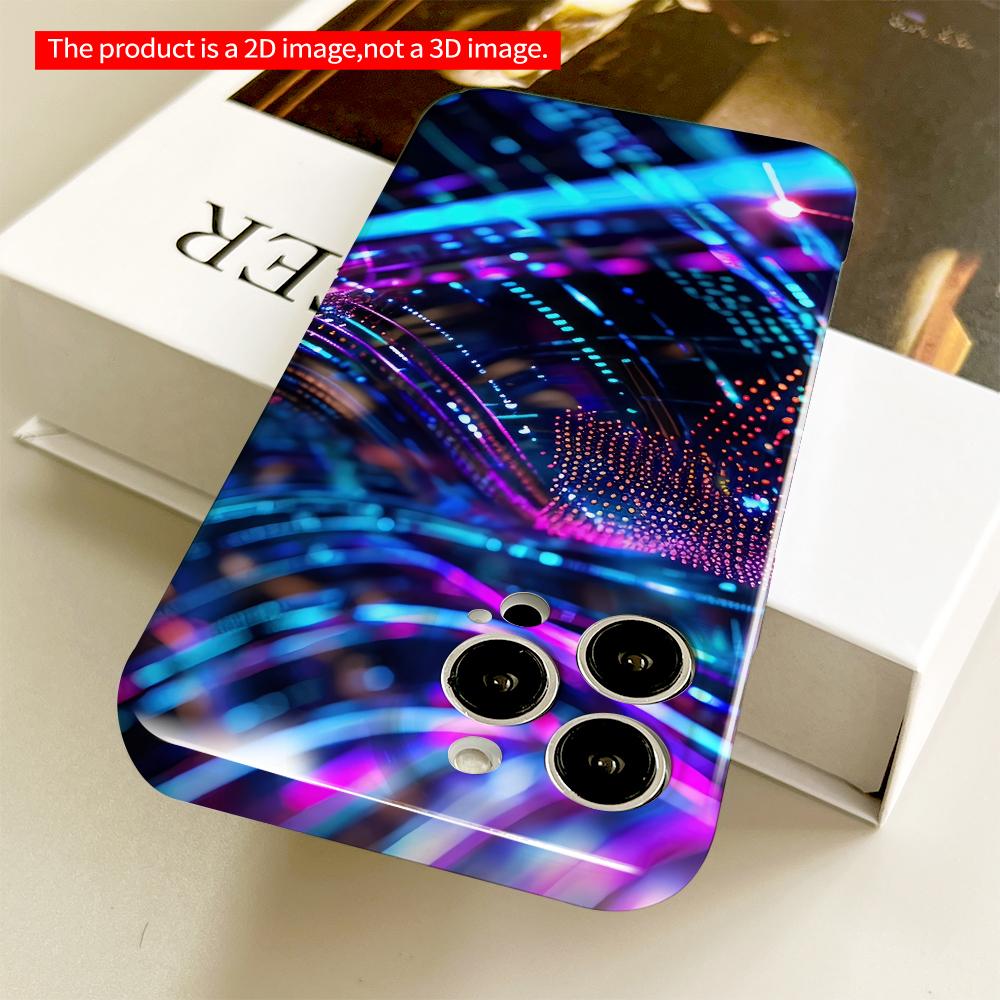 2DFlat Neon Flow Digital Wave All inclusive film hard phone case, compatible with iPhone 18 Pro Max 17 16 15 14 13 12 11
