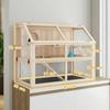 PawHut 3-Level Wooden Hamster Cage with Seesaw, Exercise Wheel and House, 95 x 53 x 76 cm, Natural Wood
