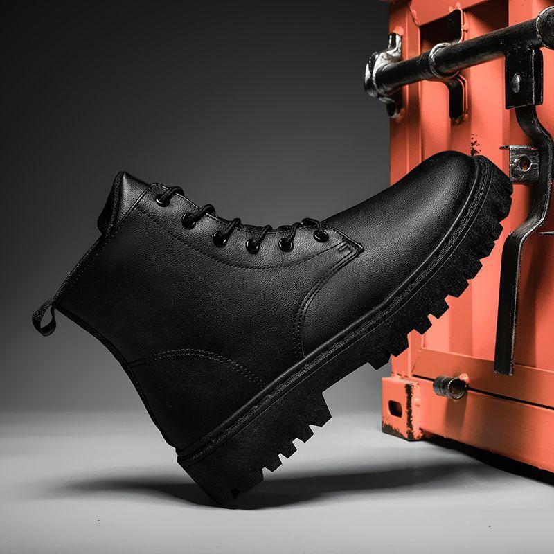 Мужская обувь для шеф-повара, осенние нескользящие водонепроницаемые кухонные высокие кожаные ботинки, черные повседневные кожаные туфли, летние спортивные туфли Martin Tide
