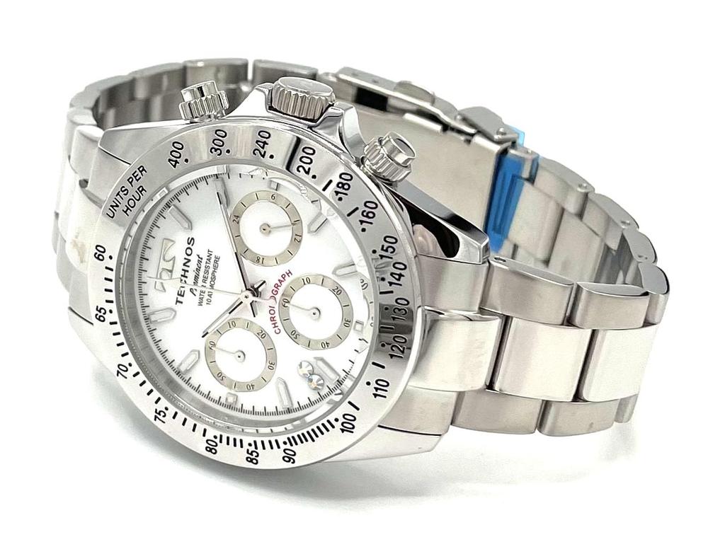 TECHNOS Limited Edition Lucky Lightstone Aurora Chronograph Watch White with Size Adjustment Tool Men's TP0403SW/SW