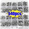 640/320pcs M3 Stainless Steel Hexagon Hex Socket Screw Nut Set Flat Round Caps Head Bolt Assortment Kit Allen Bolts Set Hardware