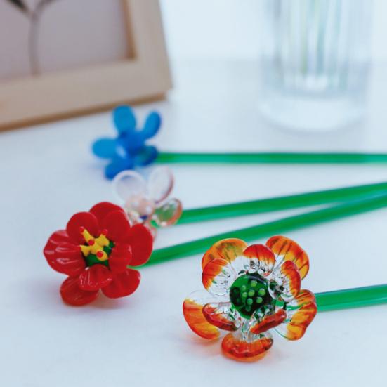 Стеклянный цветок ремесло орнамент многоцветный изысканный мастерство стеклянный миниатюрный цветочный декор