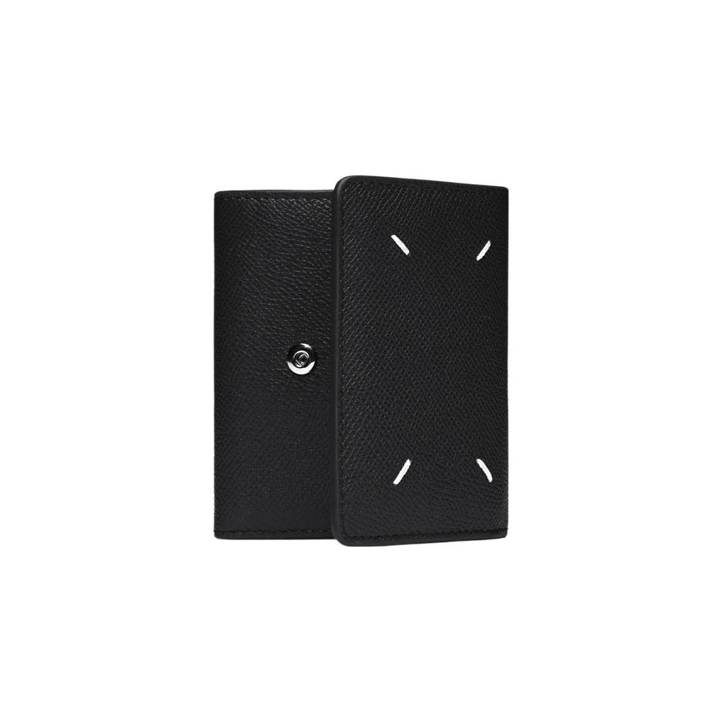 Maison Margiela Signature Four Stitch Button Closure Grain Leather Wallet Women wallet Black SA3UI0017P4745T8013
