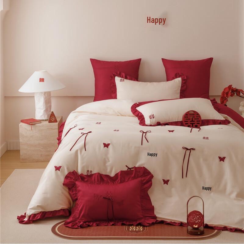OEING Joyful Red Wedding Bedding Set