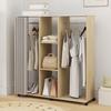 Wardrobe, Mobile Storage Unit, 6 Casters, 120 x 40 x 128 cm, Natural Wood