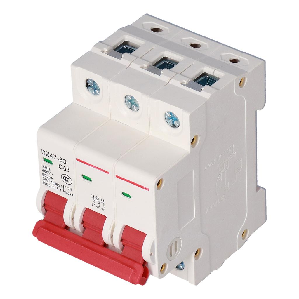 Миниатюрный автоматический выключатель с креплением на DIN-рейку для ПК, бытовой воздушный выключатель переменного тока 400 В 3P DZ47?6363А