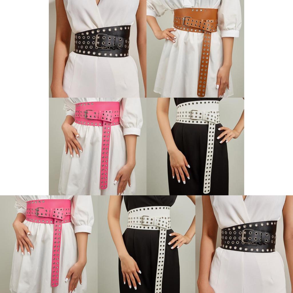 Винтажный широкий пояс в британском стиле для платьев из искусственной ПУ кожи с декором в виде счастливого узора для женщин, лето 2023